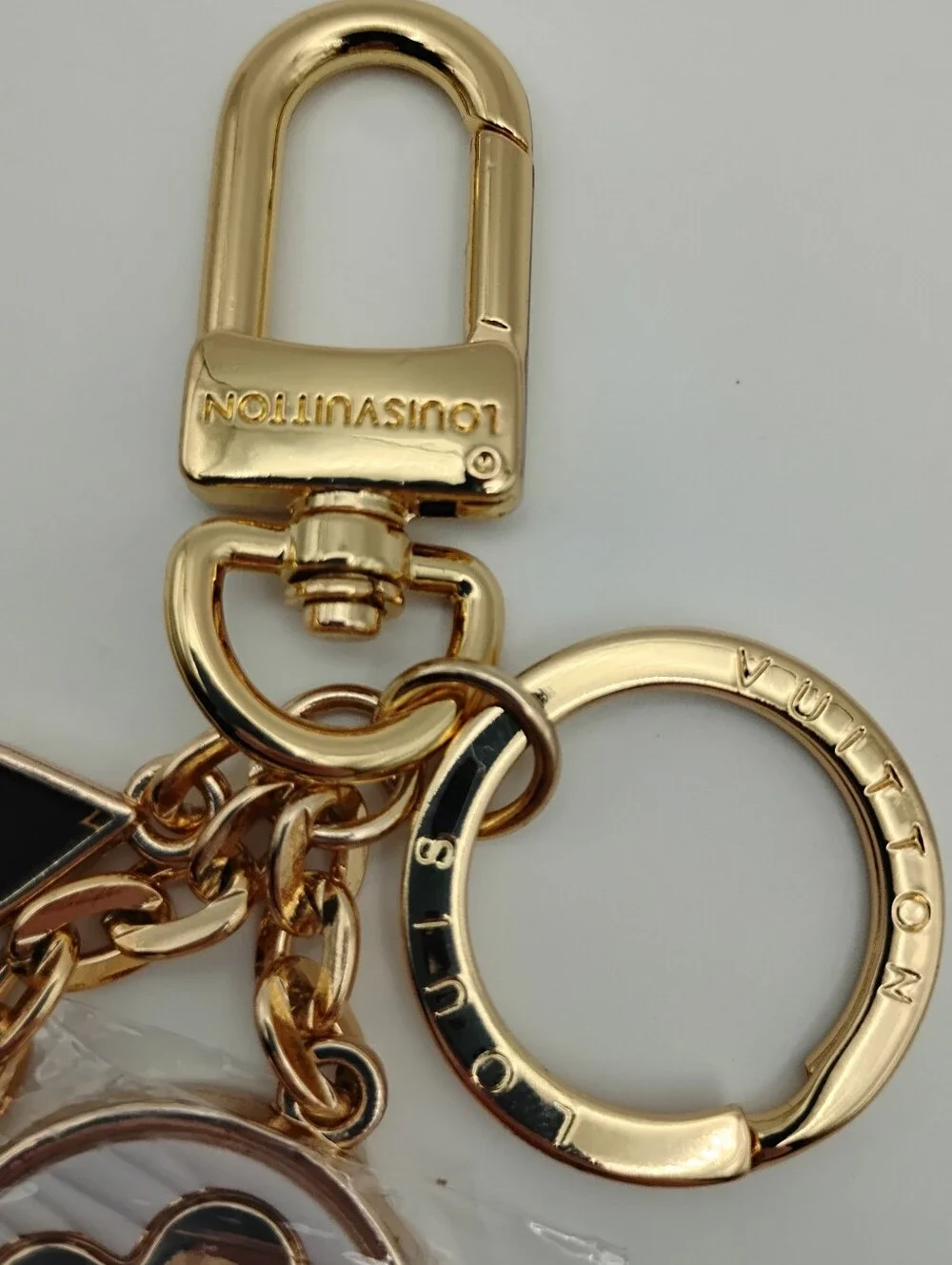 Louis Vuitton Gold & Pink LV Charm Keychain Authentic
